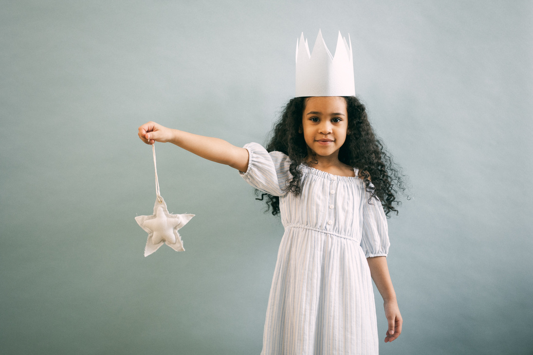Cute black girl in Halloween princess costume